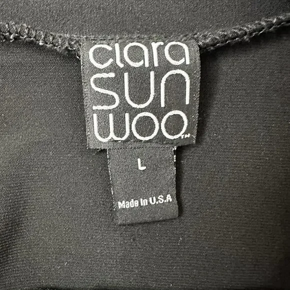 Clara Sun Woo Cardigan Sweater Womens Large Black Open Slinky Office Business - Picture 5 of 9